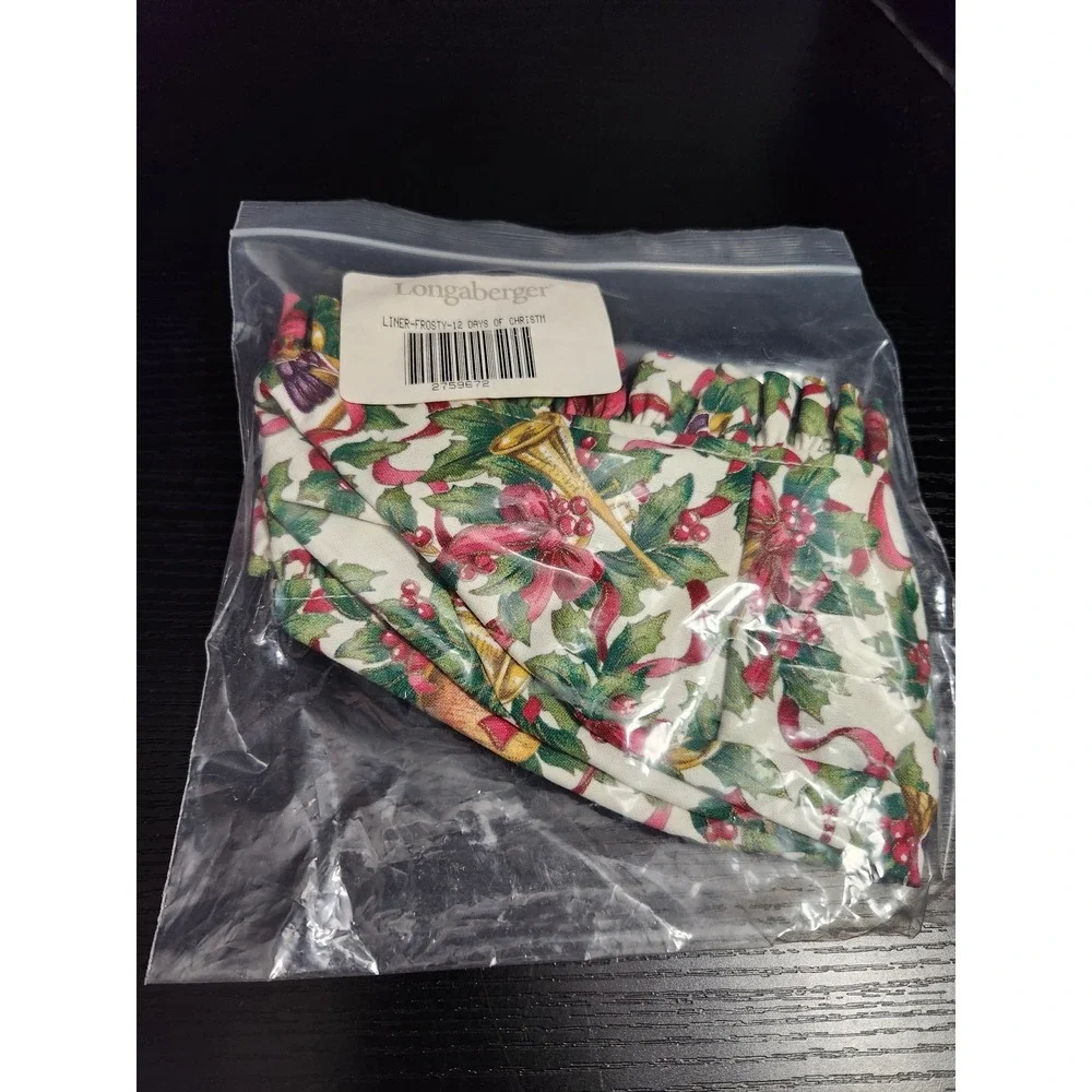 Longaberger Liner Frosty 12 Days of Christmas Basket Fabric Liner‎ New in Bag